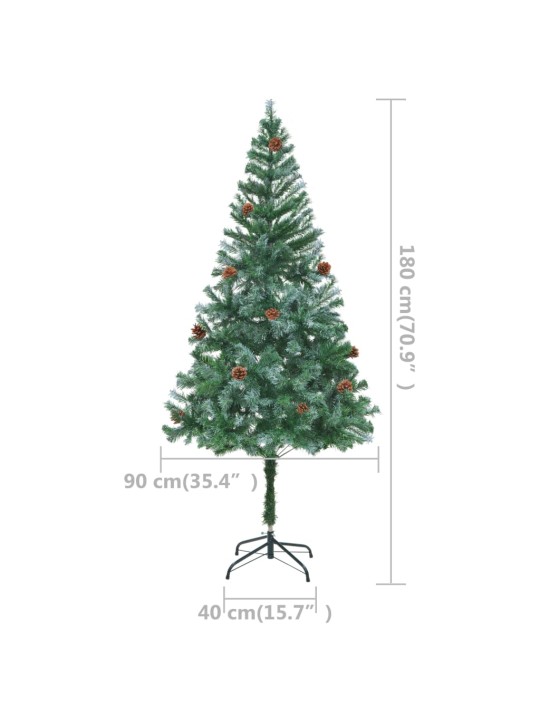 Umělý vánoční stromek LED osvětlení sada koulí a šišky 180 cm