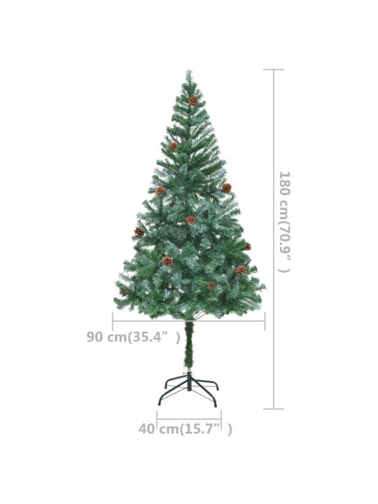 Umělý vánoční stromek LED osvětlení sada koulí a šišky 180 cm