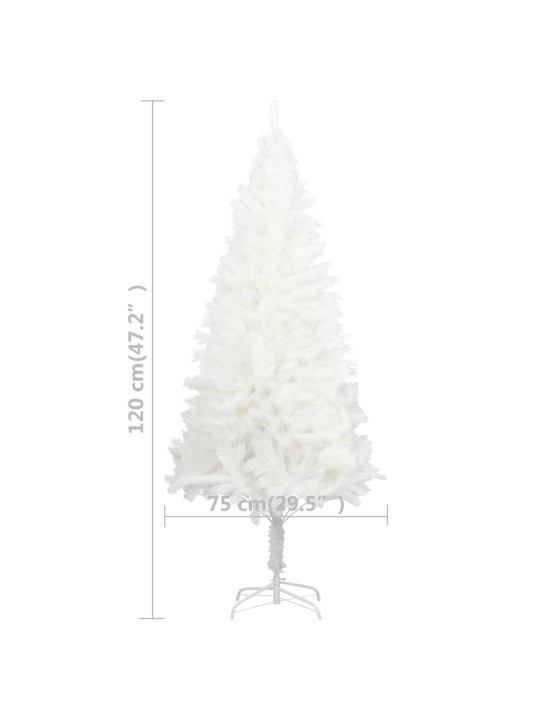 Umělý vánoční stromek s LED a sadou koulí bílý 120 cm