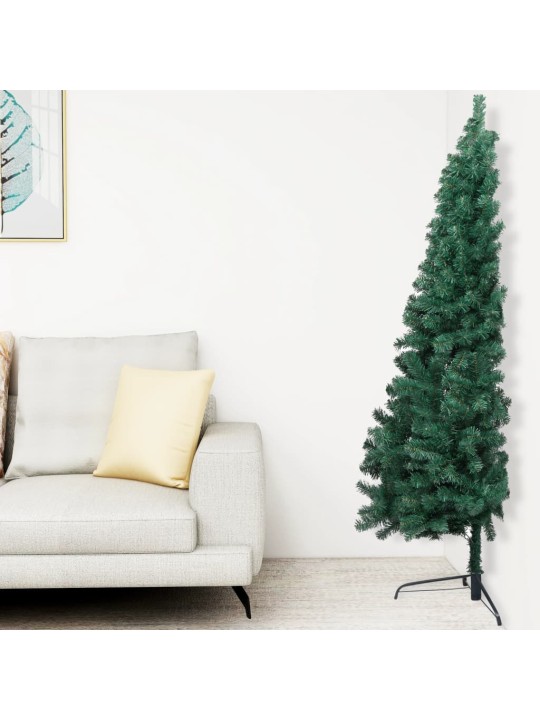 Umělý vánoční půl stromek s LED a sadou koulí zelený 120 cm