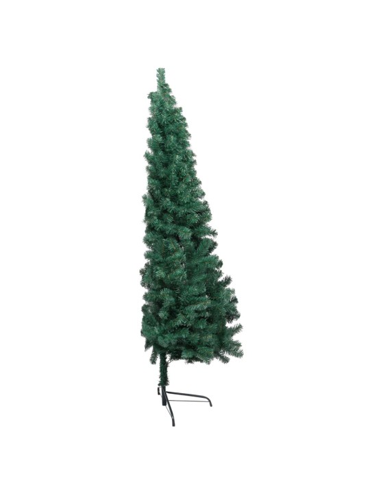 Umělý vánoční půl stromek s LED a sadou koulí zelený 120 cm