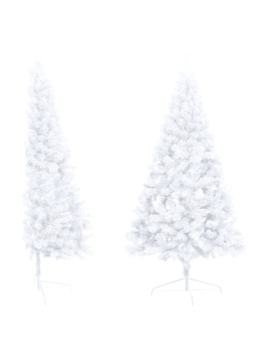 Umělý vánoční půl stromek s LED a sadou koulí bílý 150 cm
