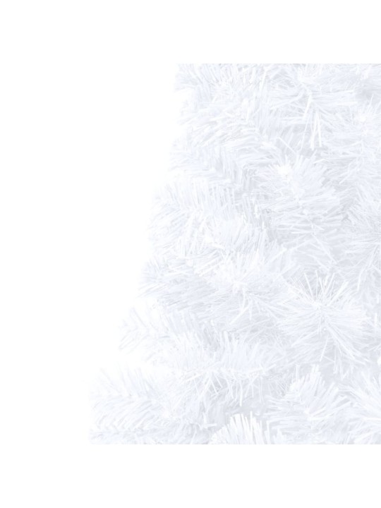 Umělý vánoční půl stromek s LED a sadou koulí bílý 150 cm