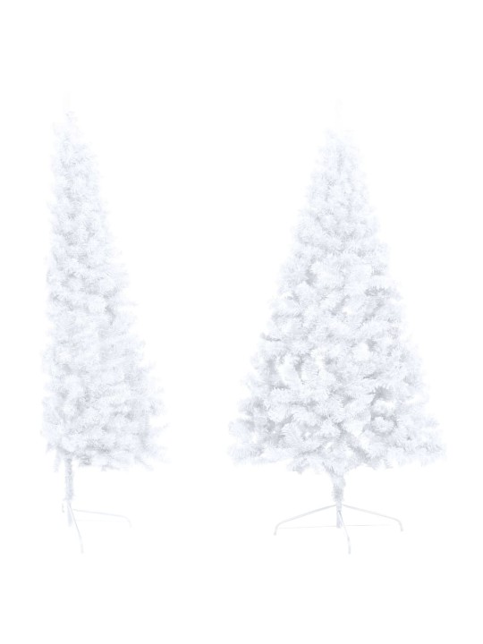 Umělý vánoční půl stromek s LED a sadou koulí bílý 180 cm