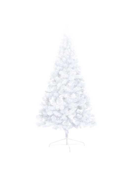 Umělý vánoční půl stromek s LED a sadou koulí bílý 210 cm