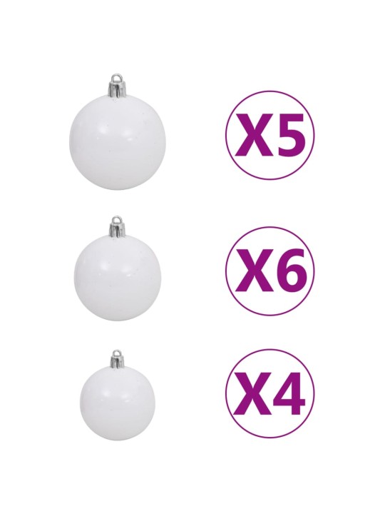Umělý vánoční stromek s LED a sadou koulí 150 cm 380 větviček