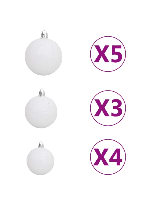 Umělý vánoční stromek s LED a sadou koulí 150 cm 380 větviček