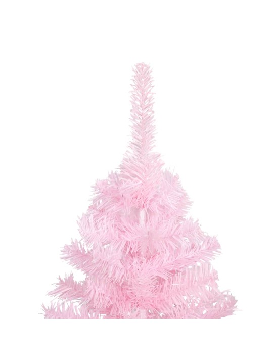 Umělý vánoční stromek s LED a sadou koulí růžový 210 cm PVC