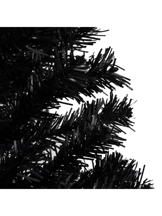 Umělý vánoční stromek s LED a sadou koulí černý 240 cm PVC