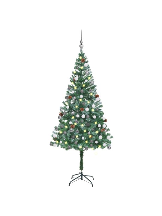 Umělý vánoční stromek LED osvětlení sada koulí a šišky 180 cm
