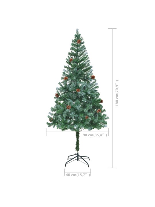 Umělý vánoční stromek LED osvětlení sada koulí a šišky 180 cm
