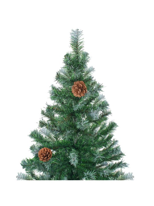 Umělý vánoční stromek LED osvětlení sada koulí a šišky 180 cm