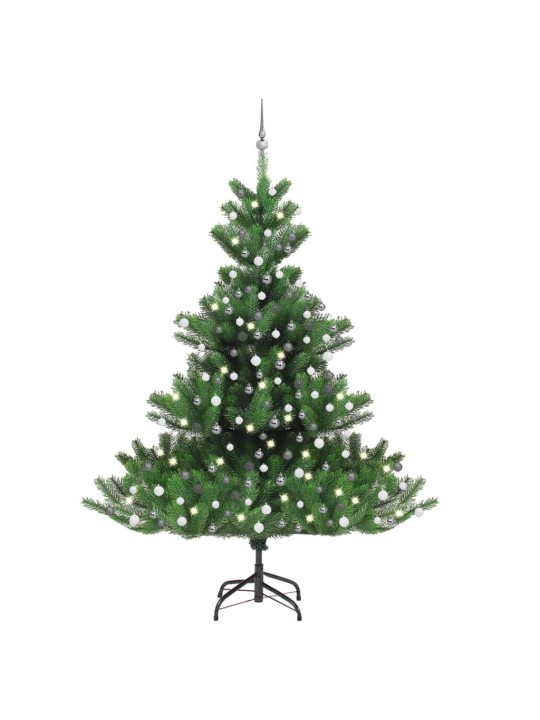 Umělý vánoční stromek normandská jedle LED a koule zelený 240cm