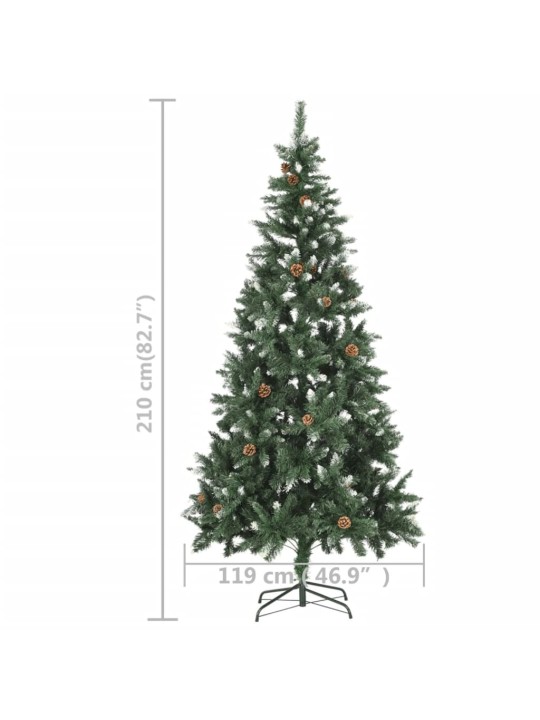 Umělý vánoční stromek s LED osvětlením a šiškami 210 cm