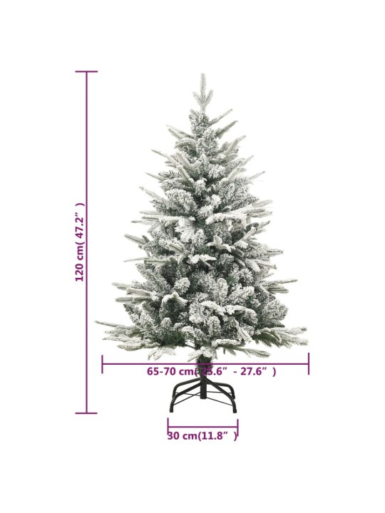 Umělý vánoční stromek LED a sada koulí zasněžený 120cm PVC a PE