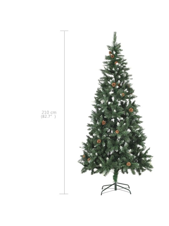 Umělý vánoční stromek LED osvětlení sada koulí a šišky 210 cm