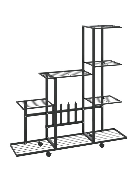 Stojan na květiny na kolečkách 94,5 x 25 x 92,5 cm černý kov