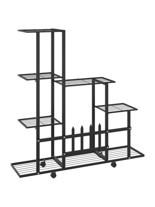 Stojan na květiny na kolečkách 94,5 x 25 x 92,5 cm černý kov