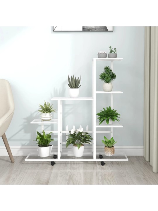 Stojan na květiny na kolečkách 94,5 x 25 x 92,5 cm bílý kov