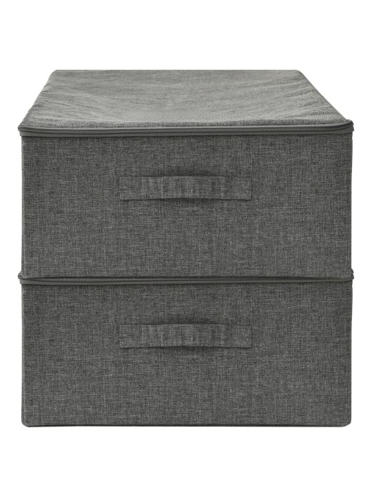 Úložné boxy 2 ks textil 70 x 40 x 18 cm antracitové
