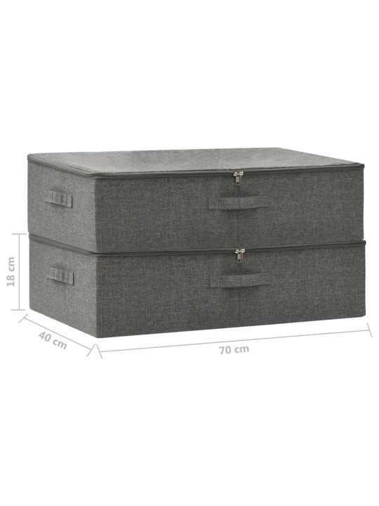 Úložné boxy 2 ks textil 70 x 40 x 18 cm antracitové