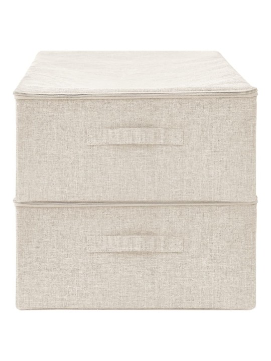 Úložné boxy 2 ks textil 70 x 40 x 18 cm krémové
