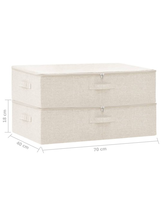 Úložné boxy 2 ks textil 70 x 40 x 18 cm krémové