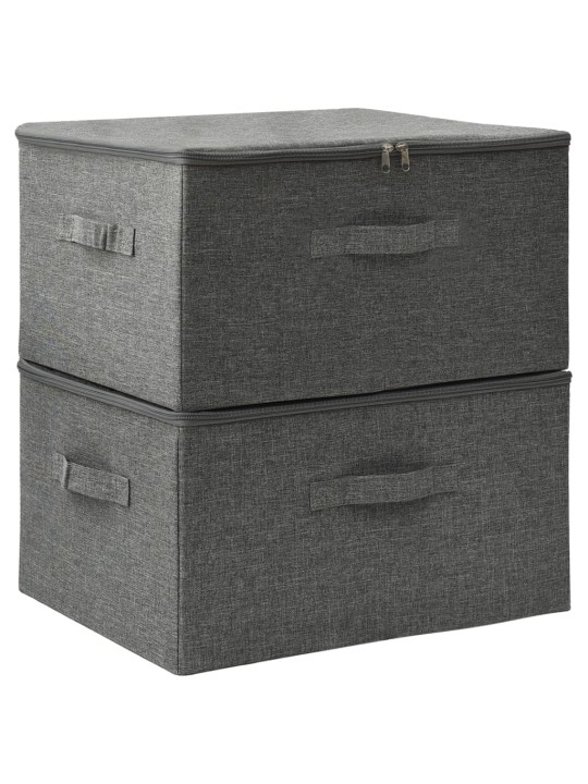 Úložné boxy 2 ks textil 43 x 34 x 23 cm antracitové