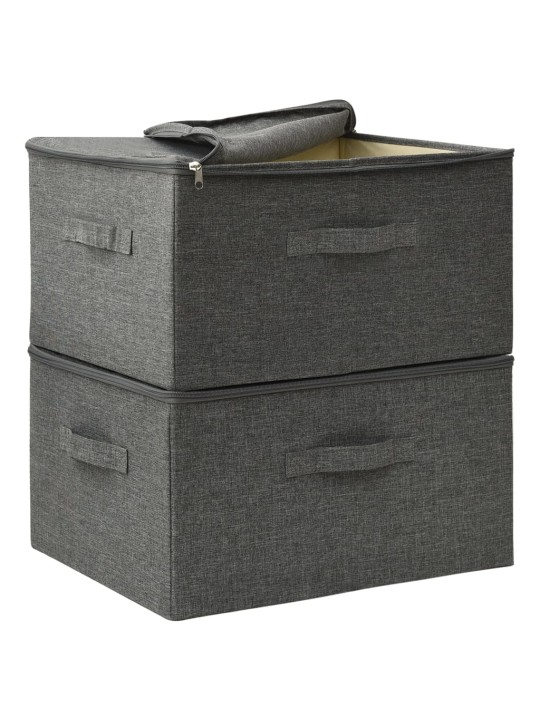 Úložné boxy 2 ks textil 43 x 34 x 23 cm antracitové