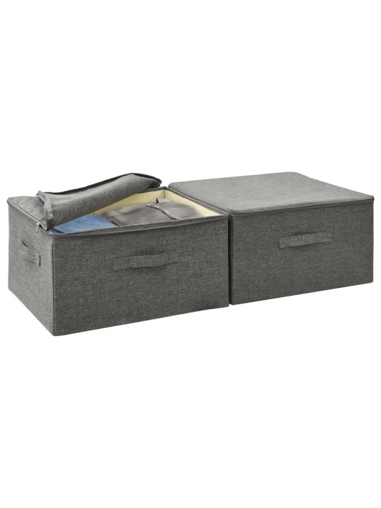 Úložné boxy 2 ks textil 43 x 34 x 23 cm antracitové