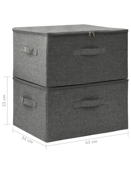 Úložné boxy 2 ks textil 43 x 34 x 23 cm antracitové
