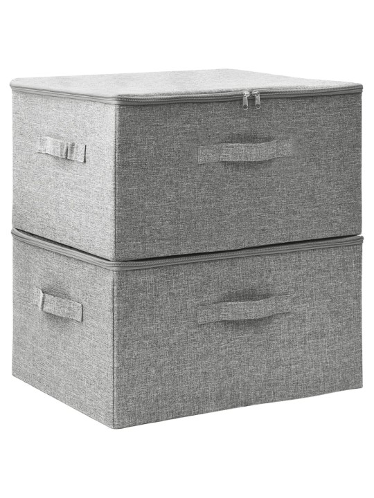 Úložné boxy 2 ks textil 43 x 34 x 23 cm šedé