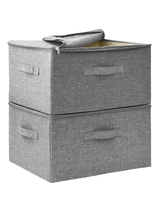 Úložné boxy 2 ks textil 43 x 34 x 23 cm šedé