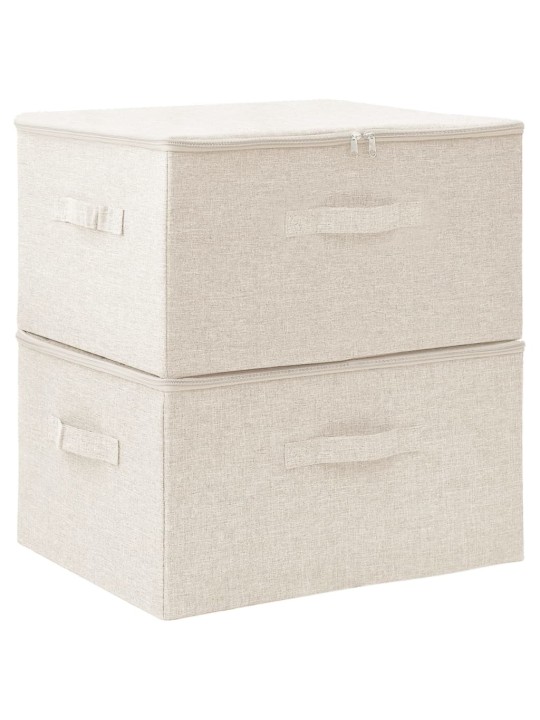 Úložné boxy 2 ks textil 43 x 34 x 23 cm krémové