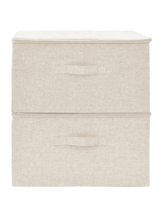Úložné boxy 2 ks textil 43 x 34 x 23 cm krémové