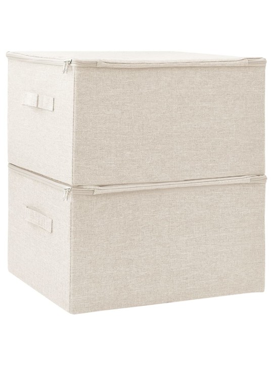 Úložné boxy 2 ks textil 43 x 34 x 23 cm krémové