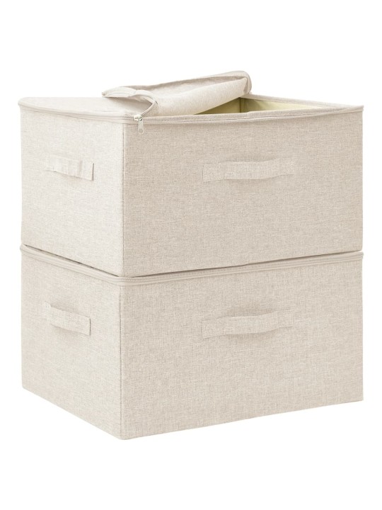 Úložné boxy 2 ks textil 43 x 34 x 23 cm krémové