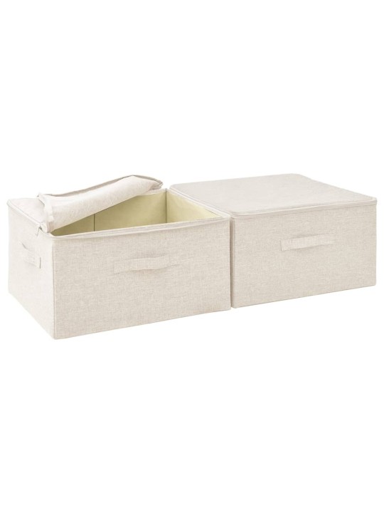 Úložné boxy 2 ks textil 43 x 34 x 23 cm krémové