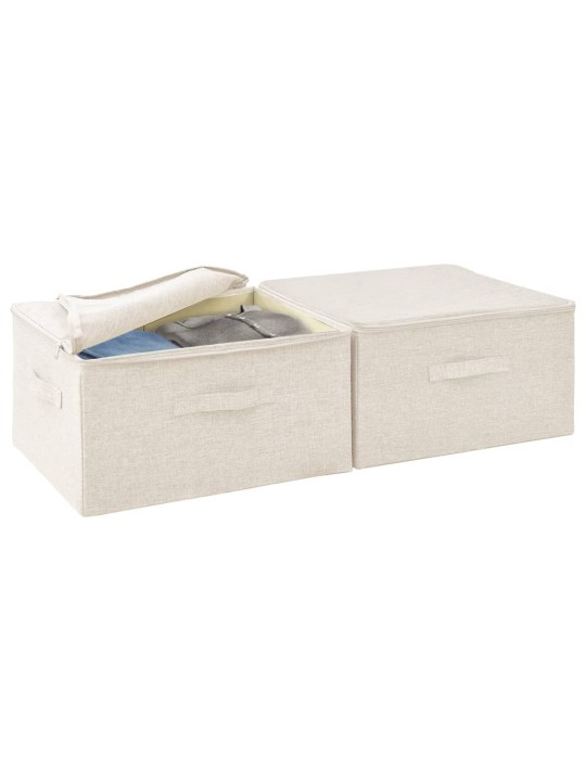 Úložné boxy 2 ks textil 43 x 34 x 23 cm krémové