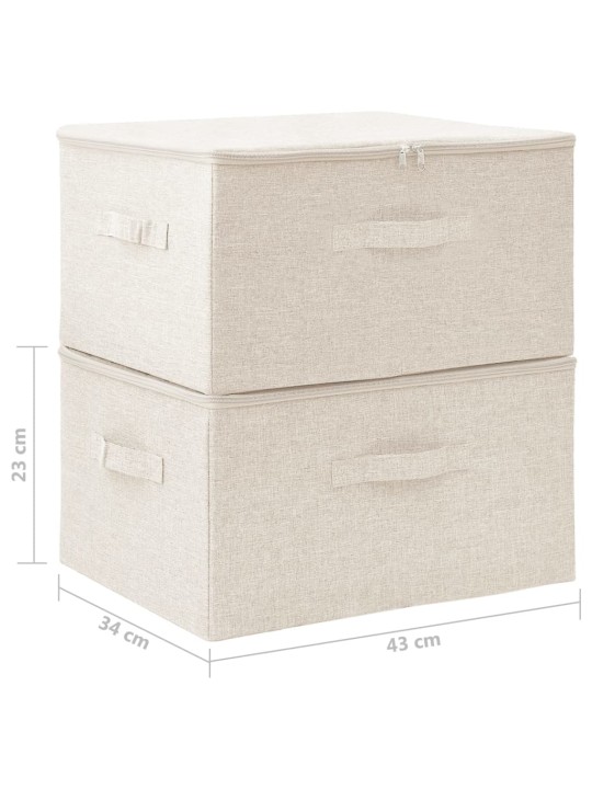 Úložné boxy 2 ks textil 43 x 34 x 23 cm krémové