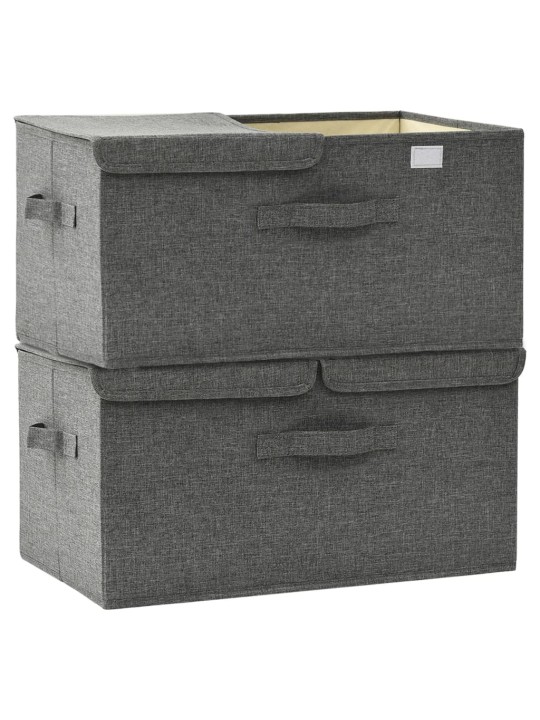 Úložné boxy 2 ks textil 50 x 30 x 25 cm antracitové