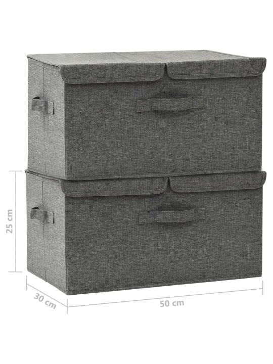 Úložné boxy 2 ks textil 50 x 30 x 25 cm antracitové