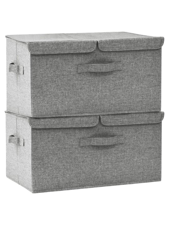 Úložné boxy 2 ks textil 50 x 30 x 25 cm šedé