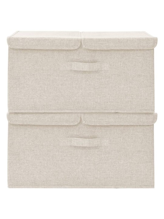 Úložné boxy 2 ks textil 50 x 30 x 25 cm krémové