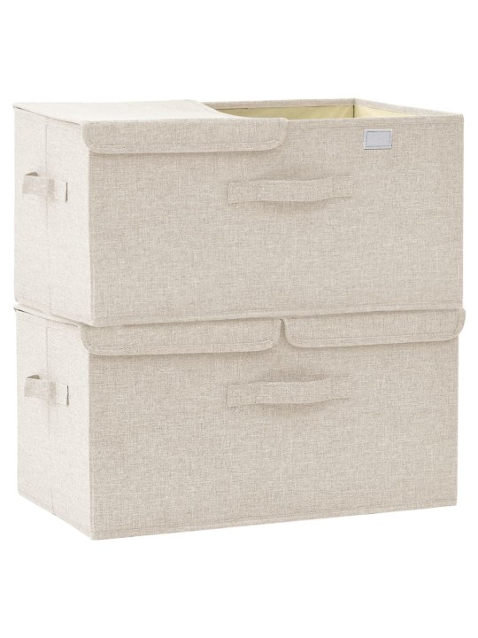 Úložné boxy 2 ks textil 50 x 30 x 25 cm krémové