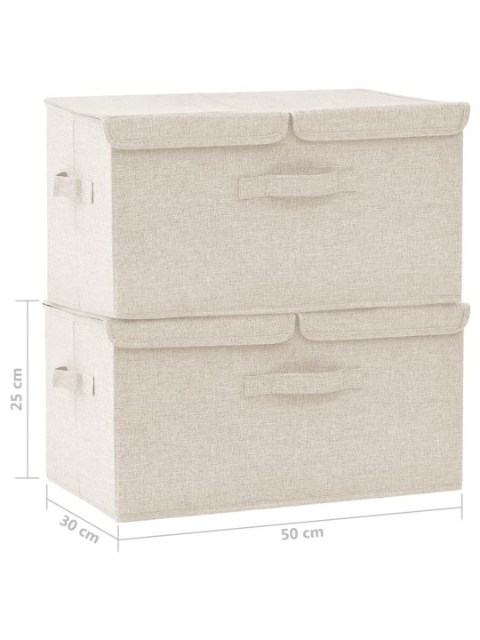 Úložné boxy 2 ks textil 50 x 30 x 25 cm krémové