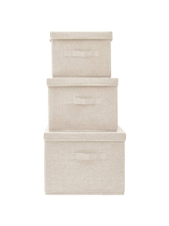 Stohovatelné úložné boxy 3dílná sada textil krémové