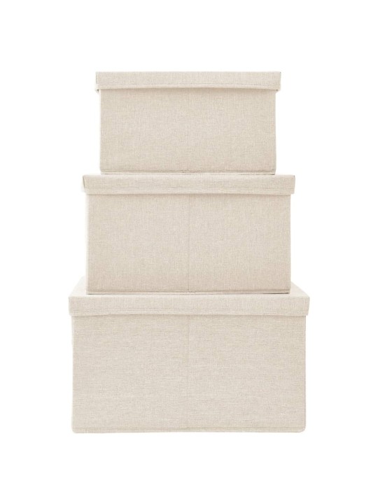Stohovatelné úložné boxy 3dílná sada textil krémové