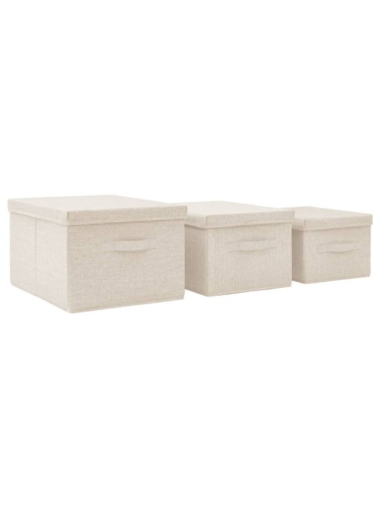 Stohovatelné úložné boxy 3dílná sada textil krémové