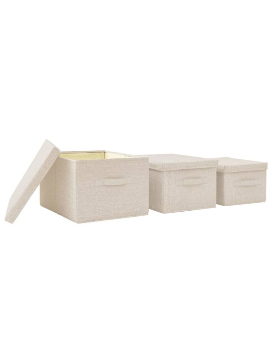 Stohovatelné úložné boxy 3dílná sada textil krémové